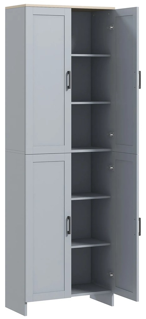 HOMCOM Armário de Cozinha Altura 170 cm Buffet Alto com 4 Portas e Prateleiras Ajustáveis estilo Moderno Cinza | Aosom Portugal