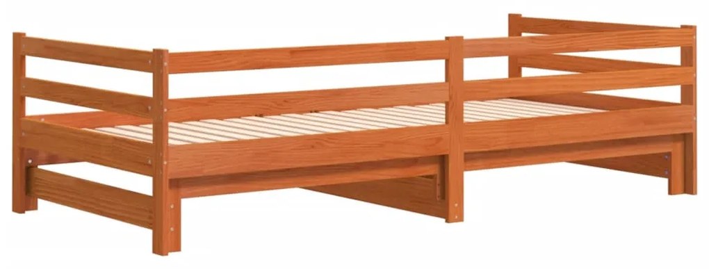 Sofá-cama com gavetão 90x200 cm madeira de pinho castanho cera