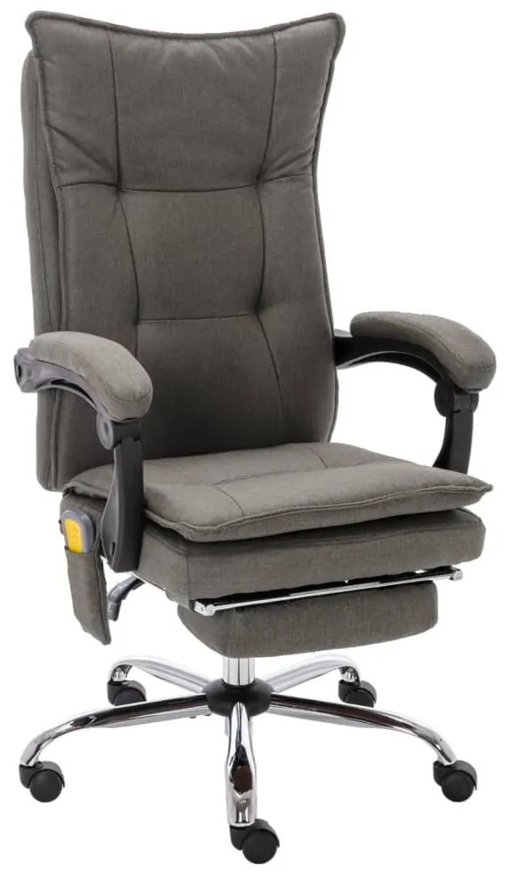vidaXL Cadeira de escritório c/ função de massagem tecido cinzento