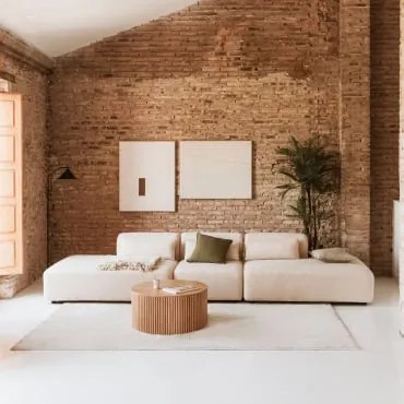 Sofá Modular De 3 Peças Com Duplo Divã Fogler Tecido Pele De Borrego Bege Creme - Sklum
