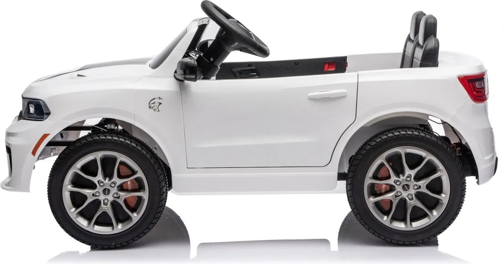 Carro elétrico para Crianças 2 a 5 anos, 12V Dodge Durango Rodas de espuma EVA, assento Couro ecológico e Comando Branco
