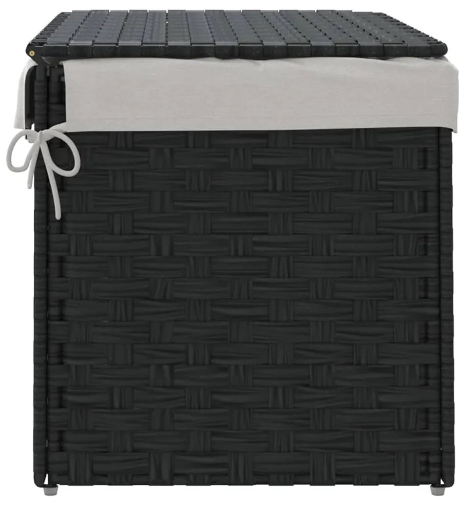 Cesto para roupa suja com tampa 55,5x35x34 cm vime PE preto