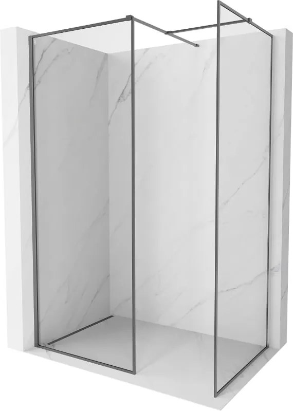 Mexen Kioto-F parede de duche Walk-in com moldura 125 x 100 cm, transparente 8 mm, metal escovado - 800-125-202-04-95-100