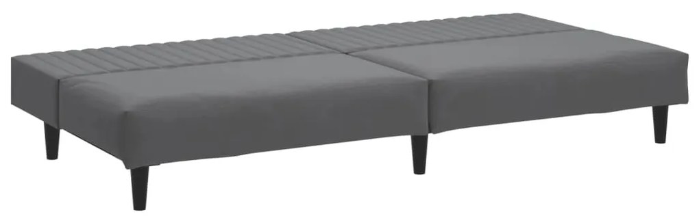 Sofá-cama de 2 lugares veludo cinzento-escuro