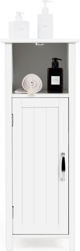 Armário para casa de banho com 3 prateleiras e porta  30 x 30 x 80 cm Branco