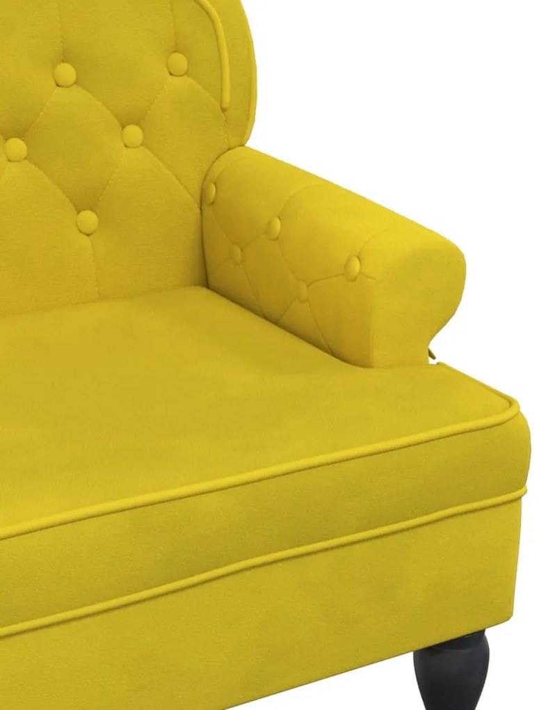 Banco com encosto 119,5x64,5x75 cm veludo amarelo