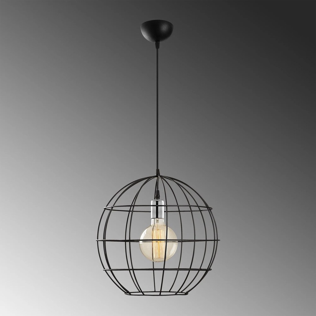 Candeeiro de Teto Tel – Preto – Diâmetro 40 cm, Altura 136 cm