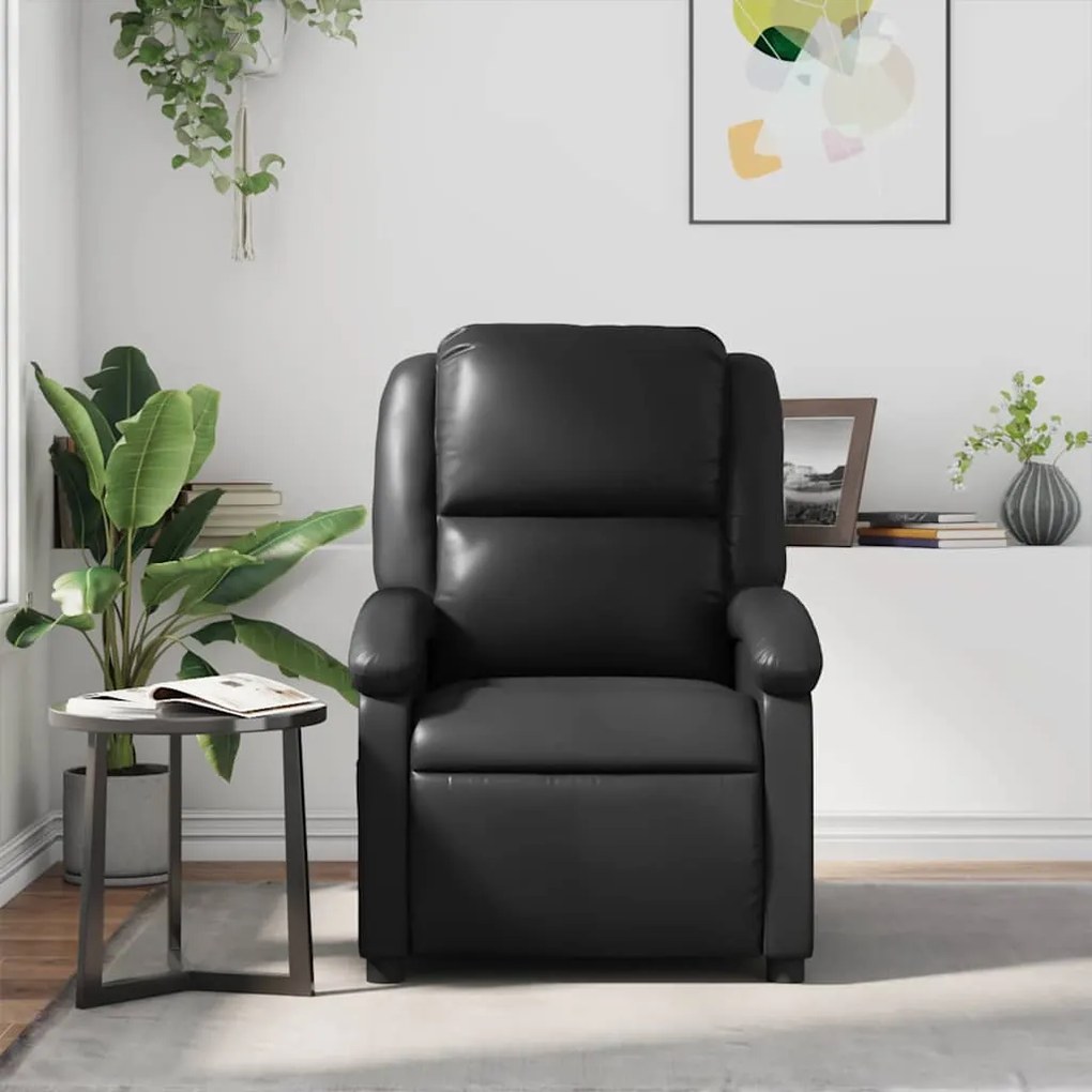 Poltrona de massagens reclinável couro artificial preto