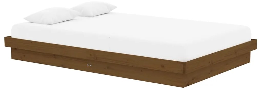 Estrutura cama pequena de casal 120x190 cm madeira castanho-mel