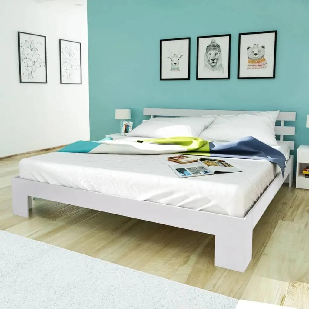 Estrutura de cama em pinho maciço 160x200 cm branco