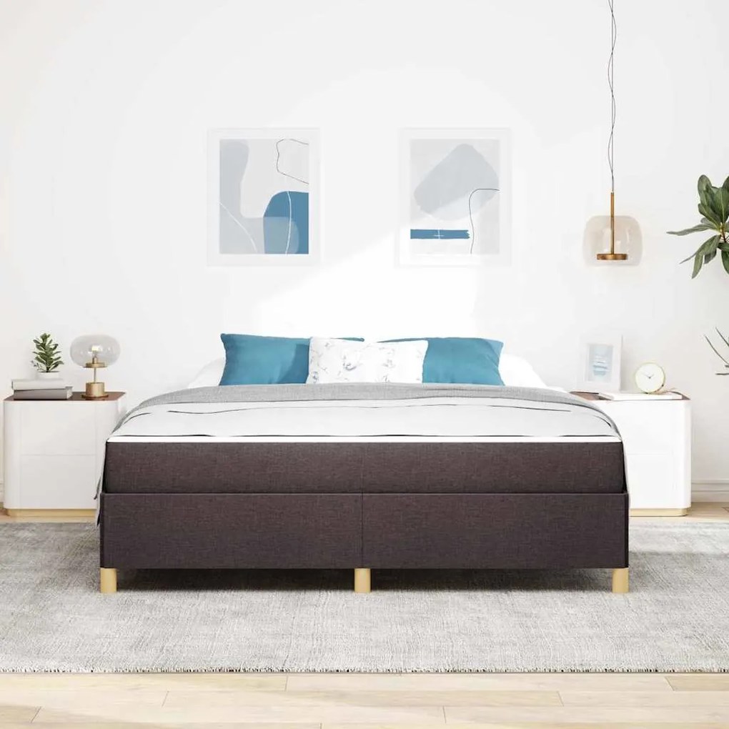 Cama Box Outros Marrom Escuro e Branco 180 x 200 cm tecido