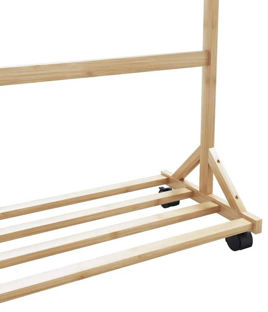 Cabide com ganchos e rodas 100x35x157 cm bambu