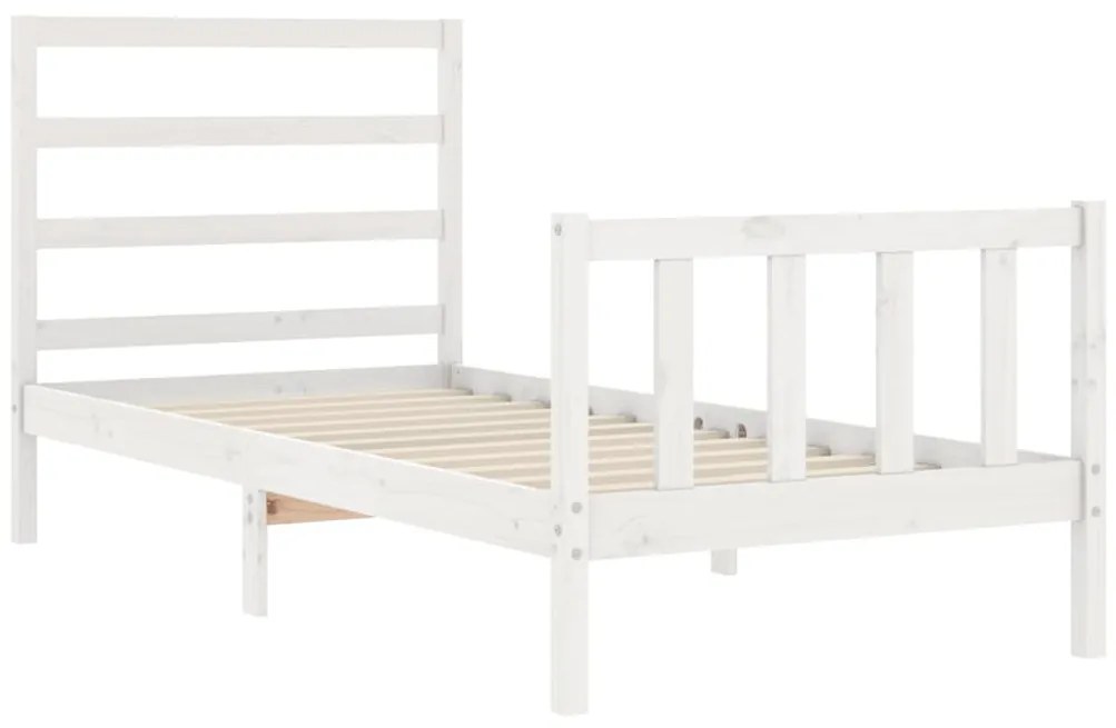 Cama sem colchão 90x200 cm madeira de pinho maciça branco