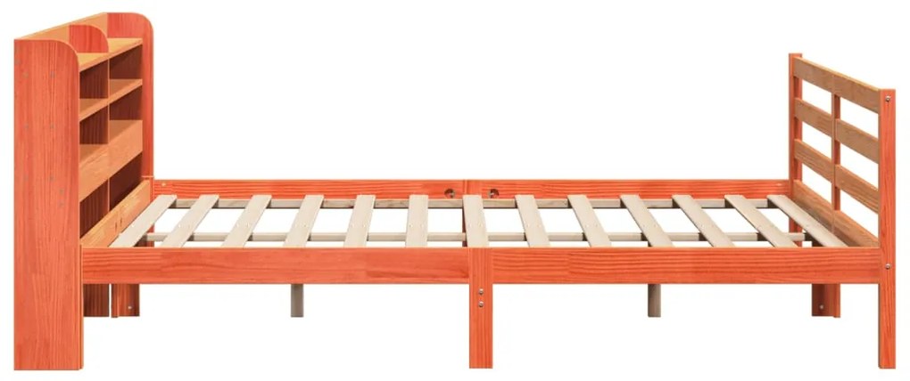 Cama sem colchão 200x200 cm pinho maciço castanho-mel