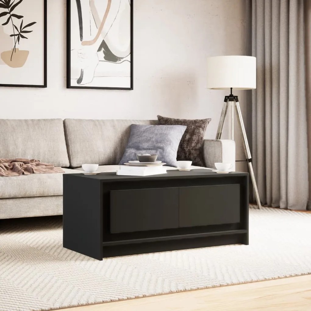 Mesa de centro com luzes LED derivados de madeira preto