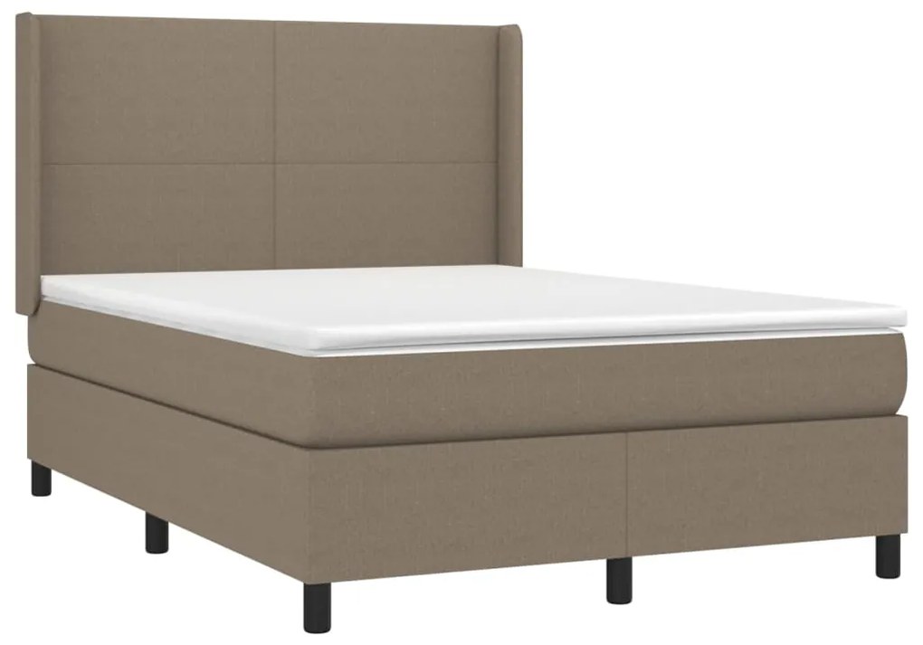 Cama box spring colchão/LED 140x200 cm tecido cinza-acastanhado