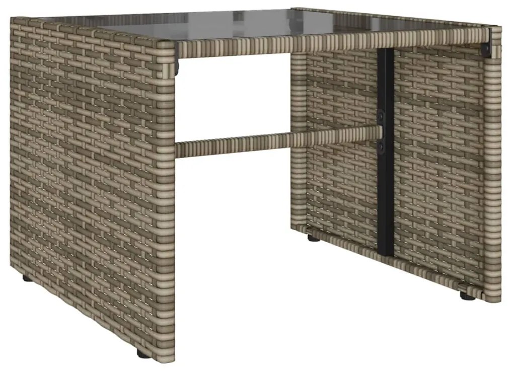 4 pcs conjunto sofás de jardim c/ almofadões vime PE cinzento