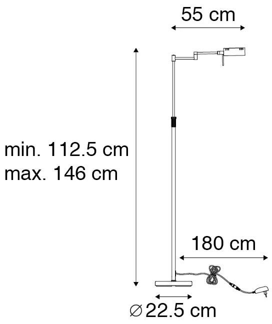 Candeeiro de pé design bronze com LED e dimmer tátil - Notia
