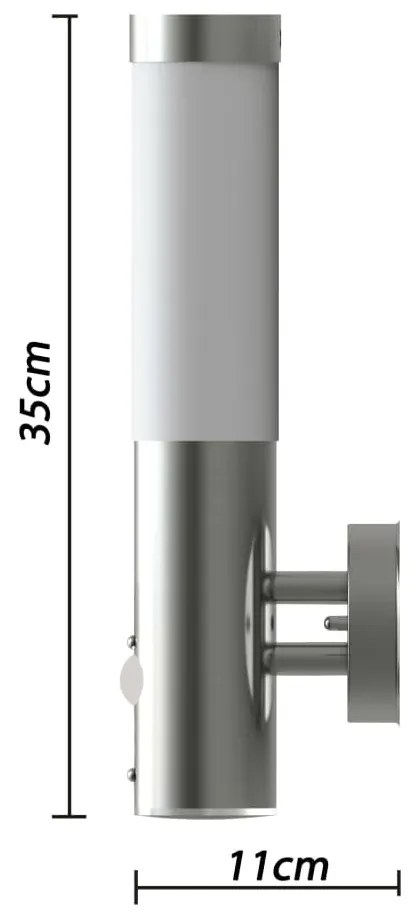 Candeeiro de parede exterior c/ sensor movimento aço inoxidável