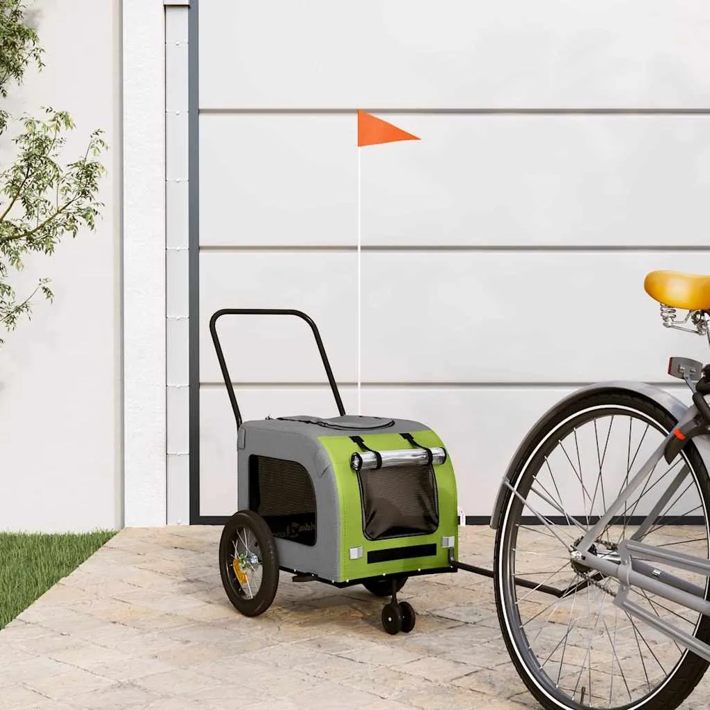 vidaXL Trajeto para Bicicleta de Animais , Verde e Cinza, feito de Tecido Oxford e Ferro.