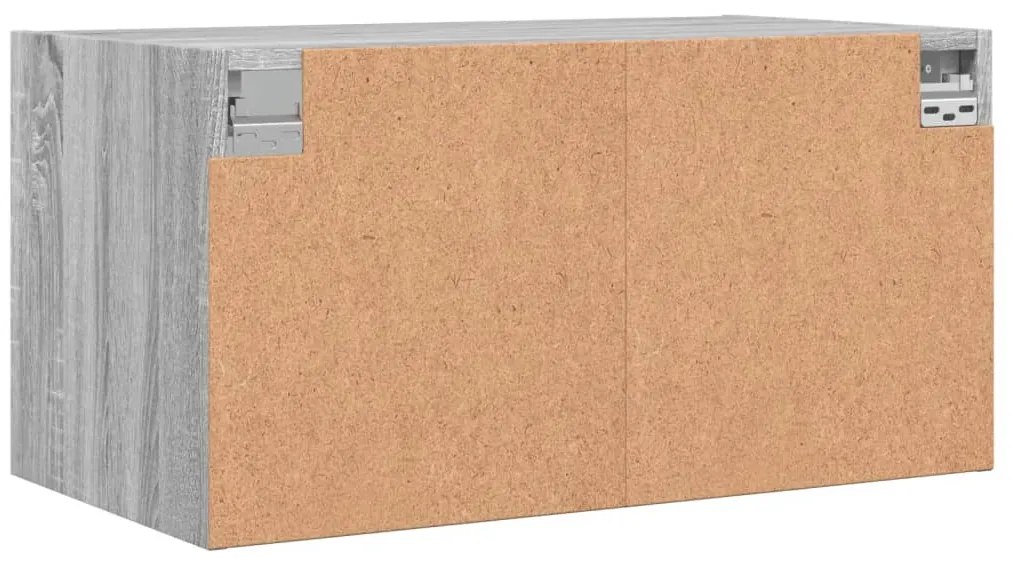 Armário de parede c/ portas vidro 68,5x37x35 cm cinzento sonoma