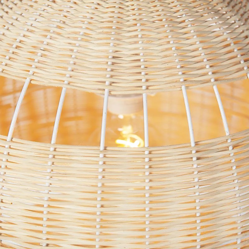 Candeeiro de suspensão rústico em vime - Rattan Art Deco
