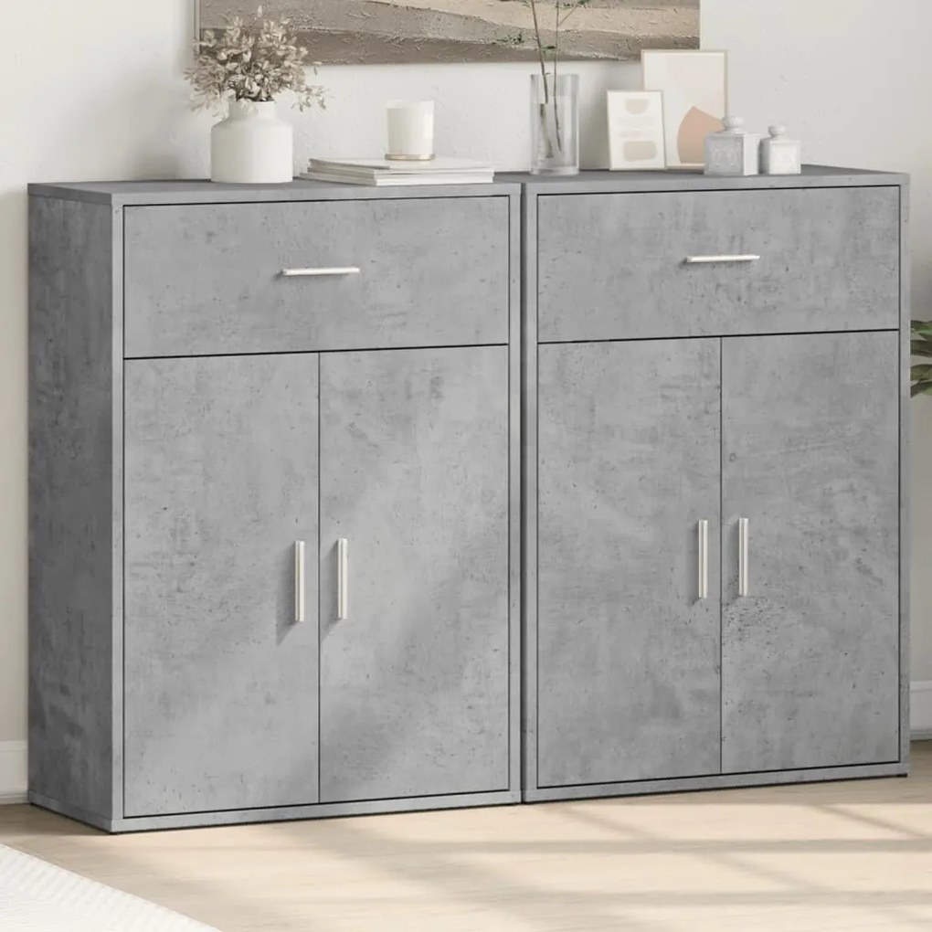 vidaXL Aparadores 2 pcs 60x30x84 cm derivados madeira cinzento cimento