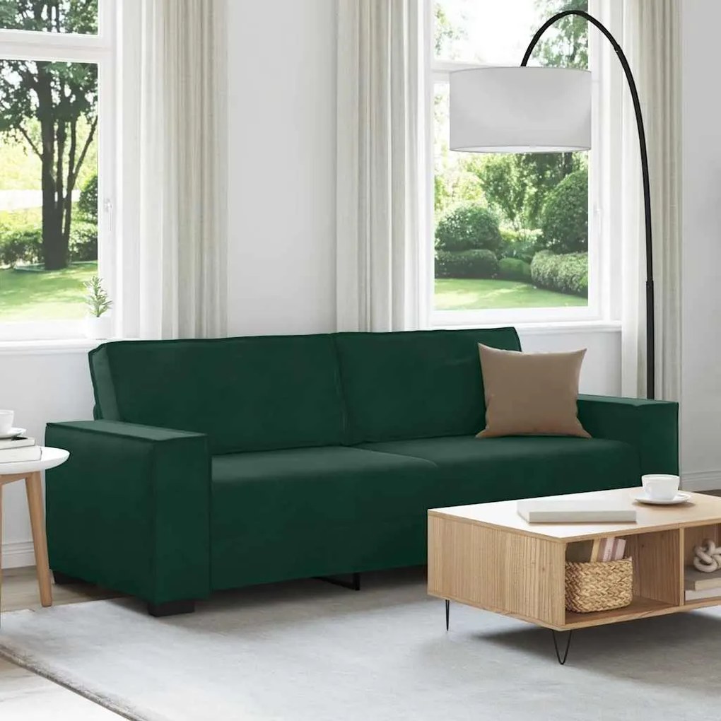 vidaXL Sofá de 3 lugares 220x78x84 cm veludo verde-escuro