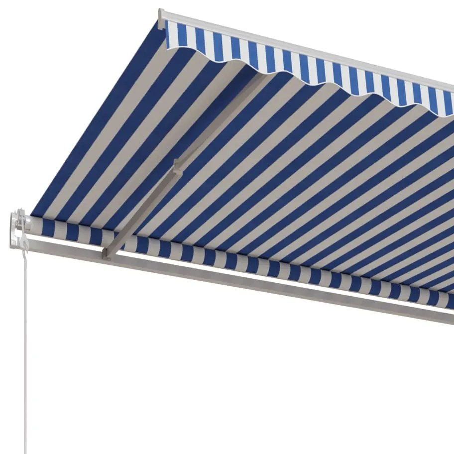 Toldo retrátil automático 600x350 cm azul e branco