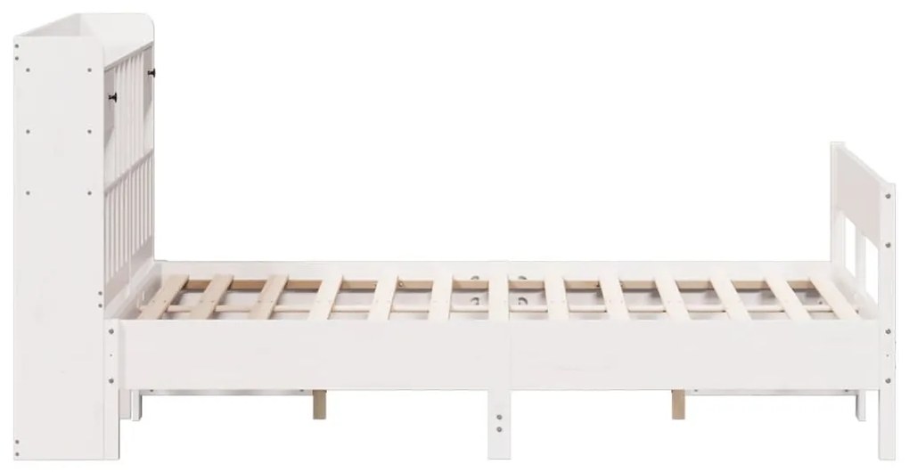 Cama com estante sem colchão 150x200 cm pinho maciço branco
