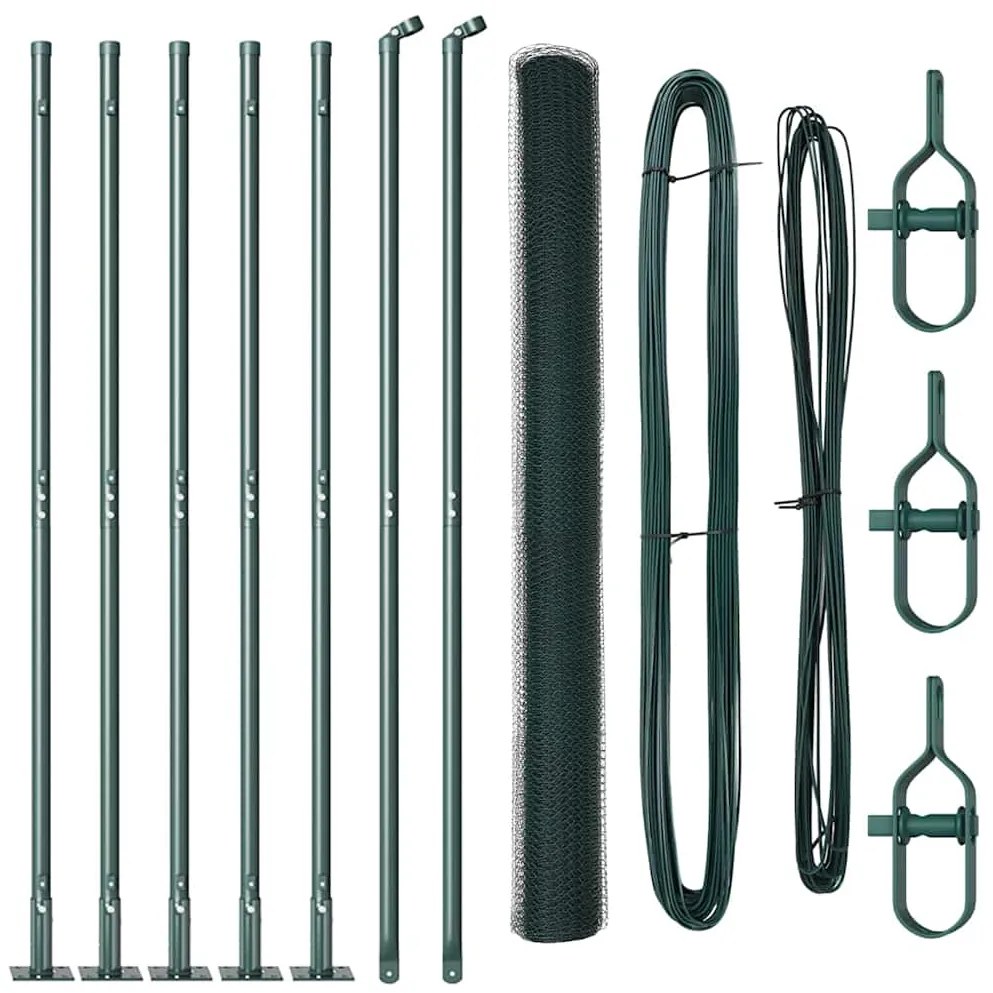 Cerca Hexagonal vidaXL Verde 1,6x10 m Aço