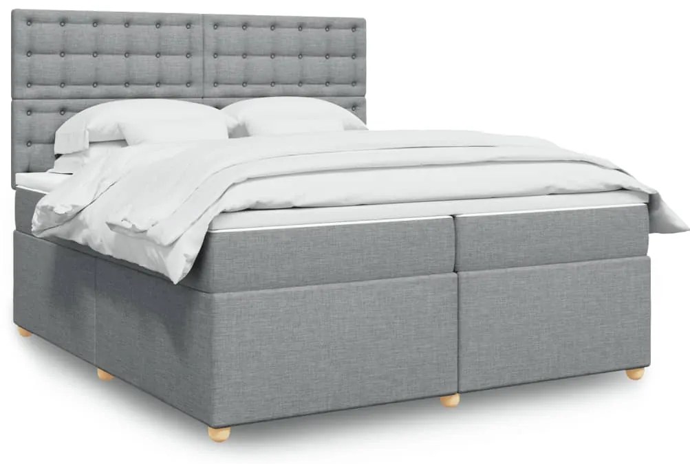 vidaXL Cama com molas/colchão 200x200 cm tecido cinza-claro