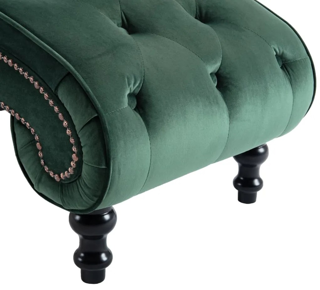 Chaise longue em veludo verde