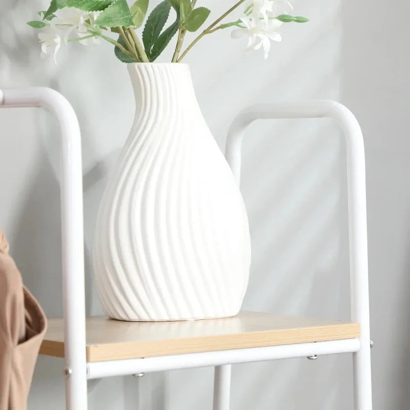Charriot Évora – 101x39x160 cm – Branco e Madeira – Design Industrial