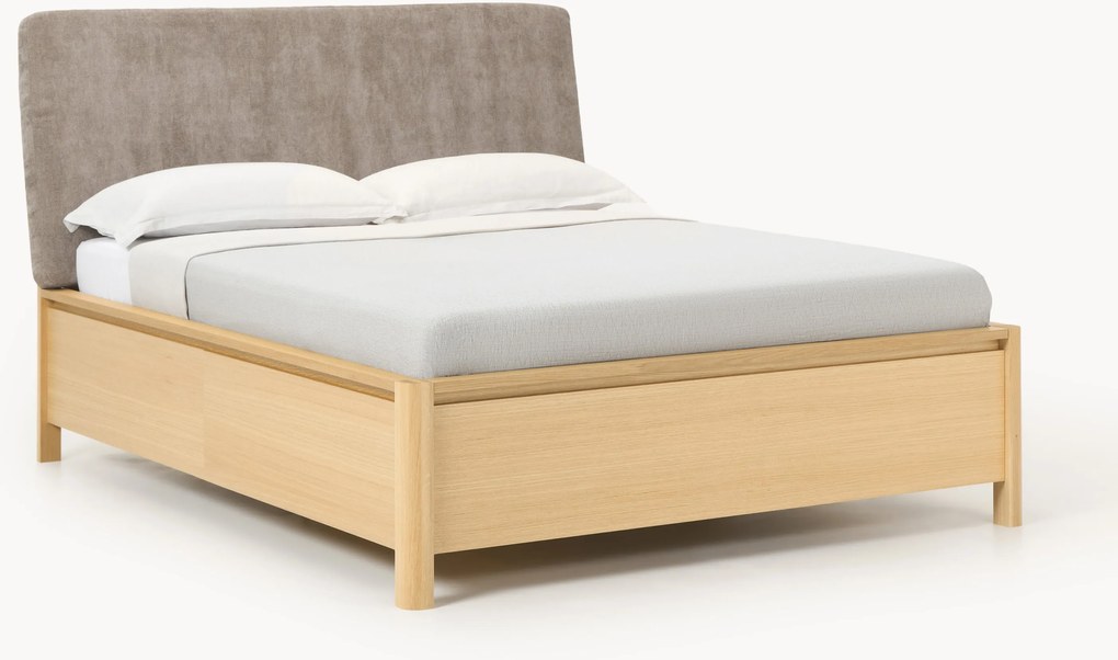 Cama de madeira com cabeceira estofada e gavetas Santiago