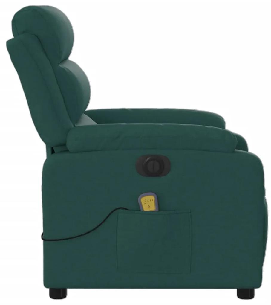Poltrona reclinável de massagens elétrica tecido verde-escuro