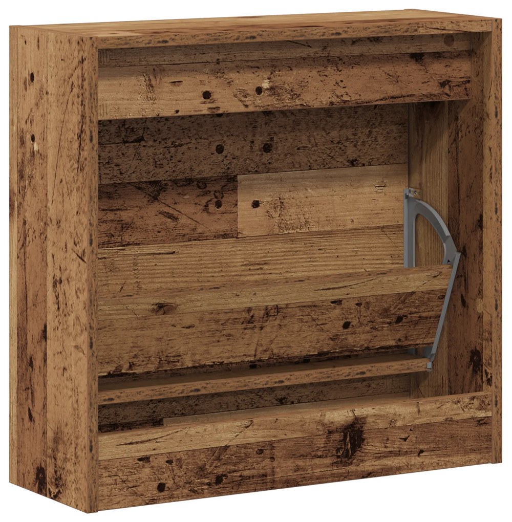 Armário de Sapatos de Madeira Velha 60x21x57 cm em Madeira de Engenhar