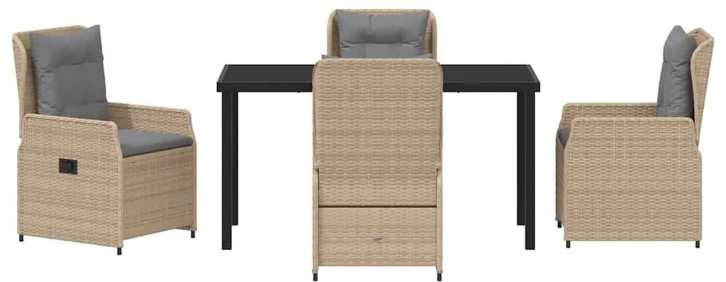 Conjunto de Jantar de Jardim 5 Peças Bege em Rattan Sintético