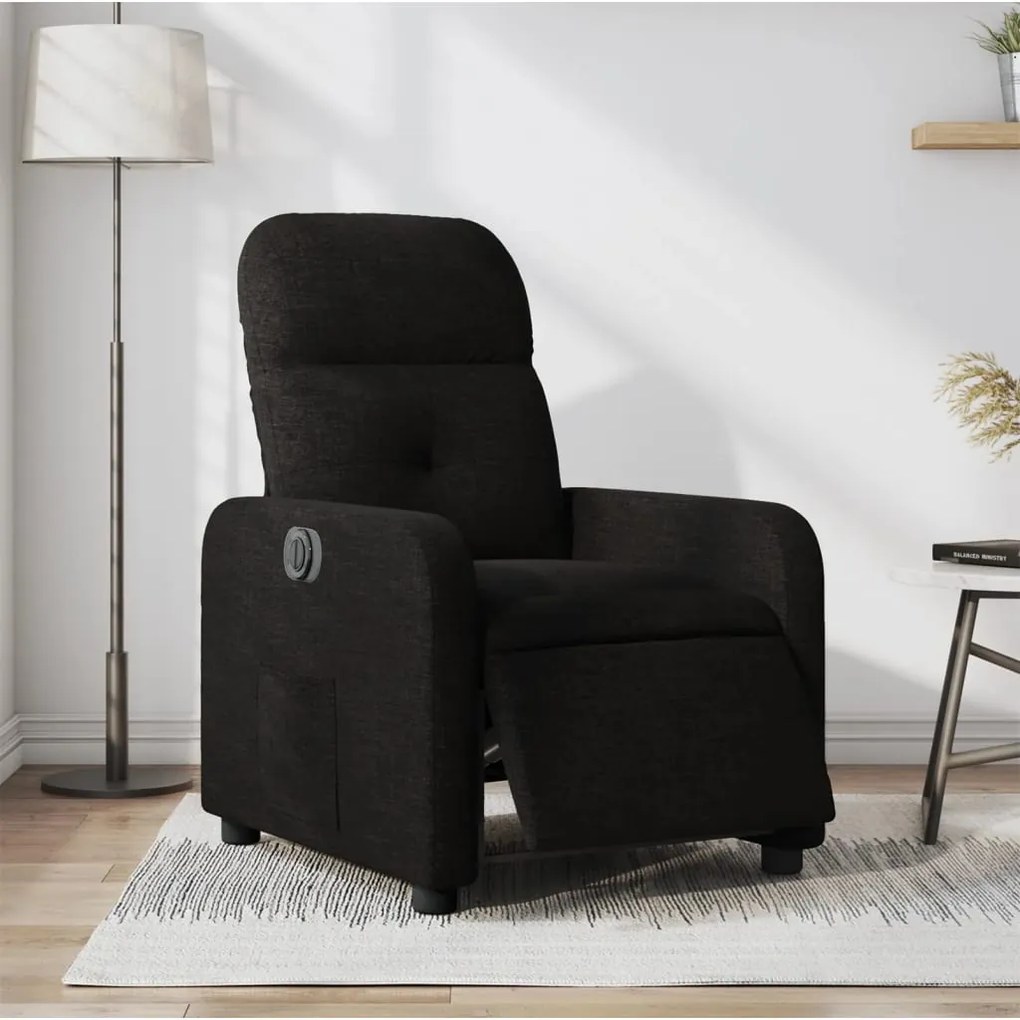 vidaXL Poltrona elétrica reclinável tecido preto