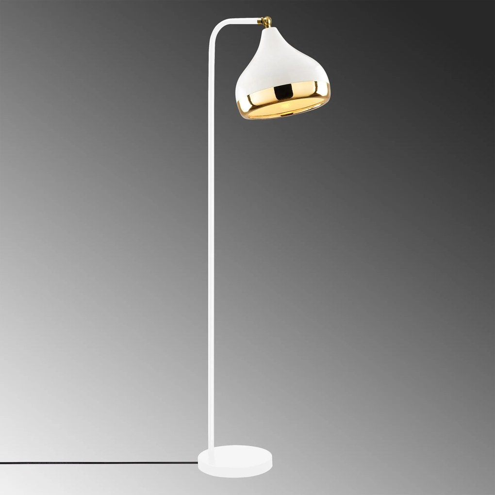 Candeeiro de Pé Yildo – Branco e Dourado – 30 x 17 cm