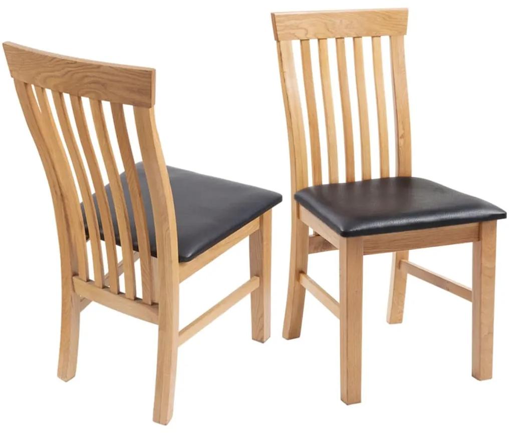 243547 vidaXL Cadeiras jantar 4 pcs madeira carvalho maciça/couro artificial