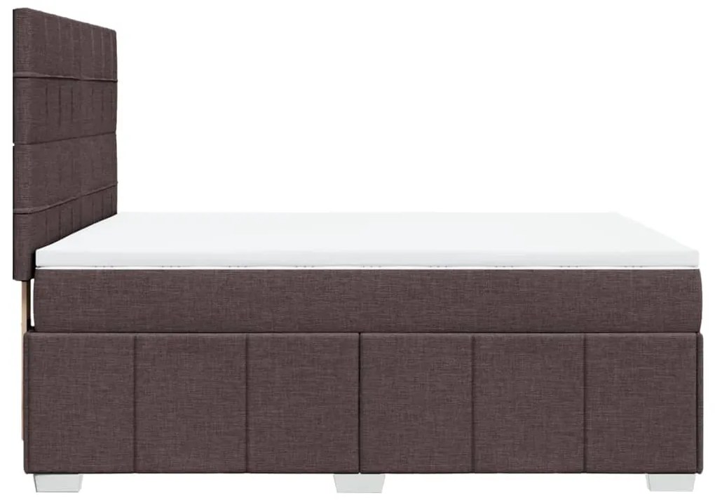 Cama com molas/colchão 160x200 cm tecido castanho-escuro