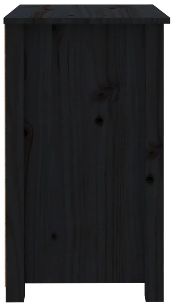Mesa de cabeceira 50x35x61,5 cm madeira de pinho maciça preto