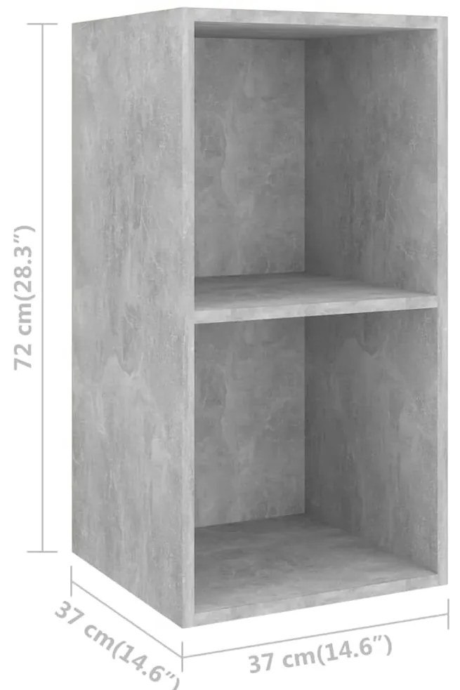 Armários de parede para TV 2pcs derivados madeira cinza cimento