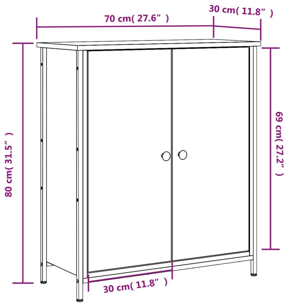 Aparador 70x30x80 cm derivados de madeira cinzento sonoma