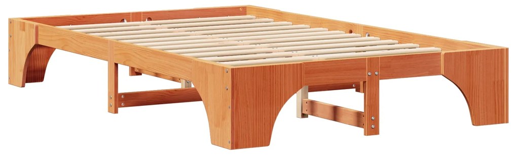 Cama de Madeira Castanho Encerado Madeira maciça 140 x 190 cm