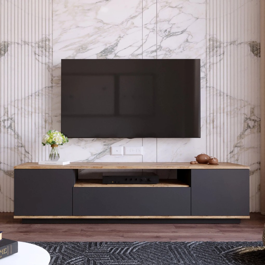 **** Móvel TV FR7 – Pinho Atlântico Antracite – 180x44,6x44,5 cm

**