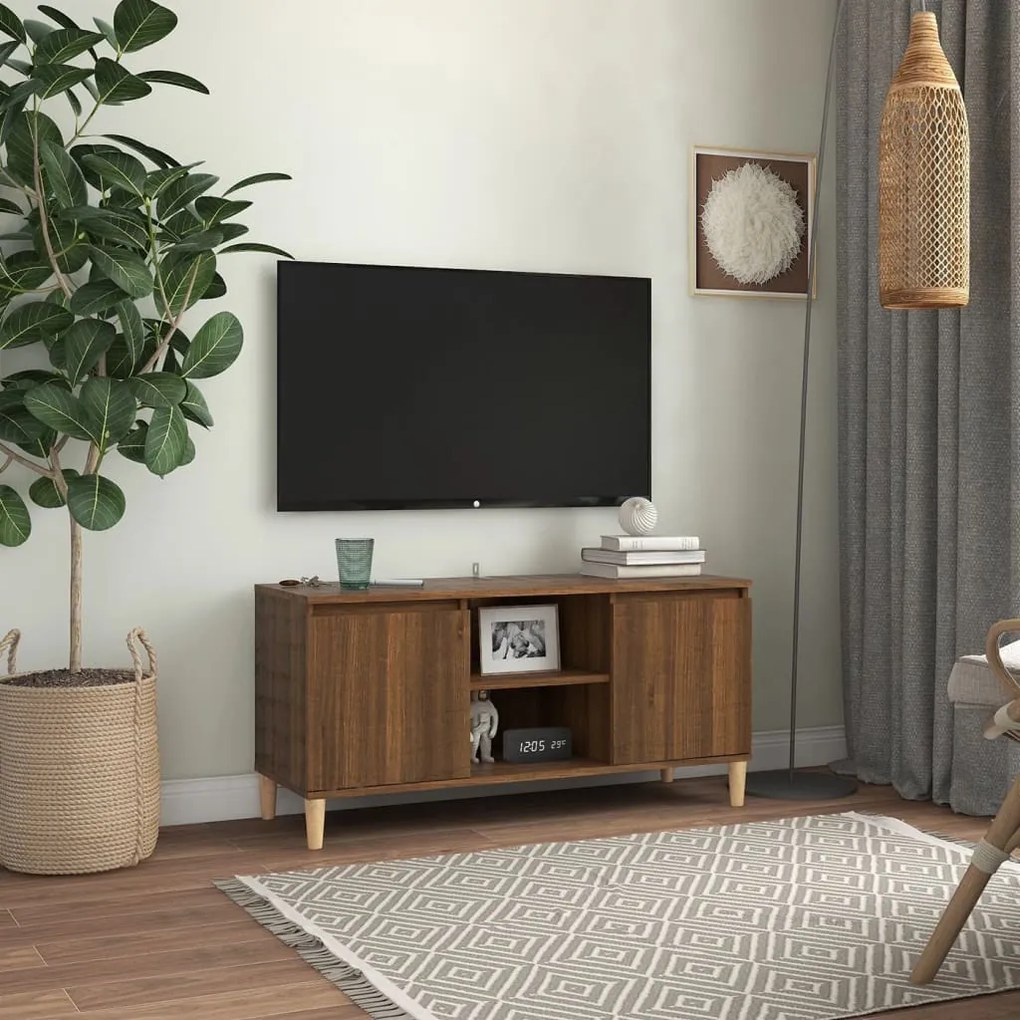 813160 vidaXL Móvel de TV c/ pernas madeira 103,5x35x50 cm carvalho castanho