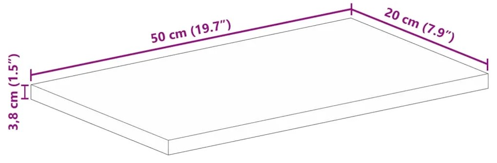 Tampo de mesa retangular 50x20x3,8 cm mangueira maciça