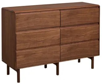 Cómoda De 6 Gavetas 120x40 Cm Em Madeira Treveris Castanho Nogal Oscuro - Sklum